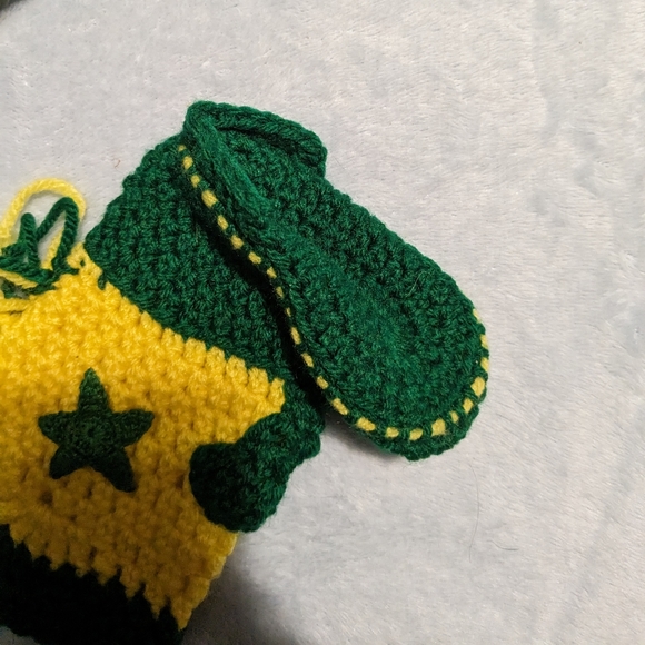 Handmade Knit Western Cowboy Fringe Booties Yellow Green Infant OS - Picture 6 of 8